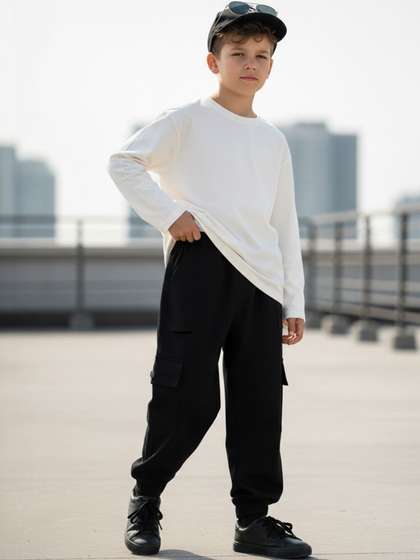 Cutiekins Boys Solid
                    Mid-Rise Regular-Fit Cargo Pants
