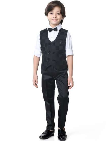 earth conscious Boys
                    Checked Three Pieces Suits