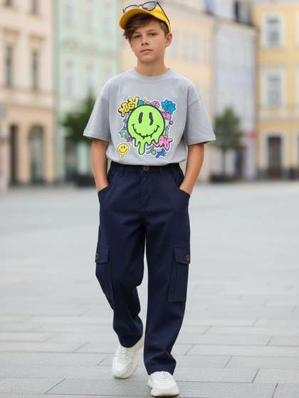 Cutiekins Boys Solid
                      Mid-Rise Regular-Fit Cargo Pants