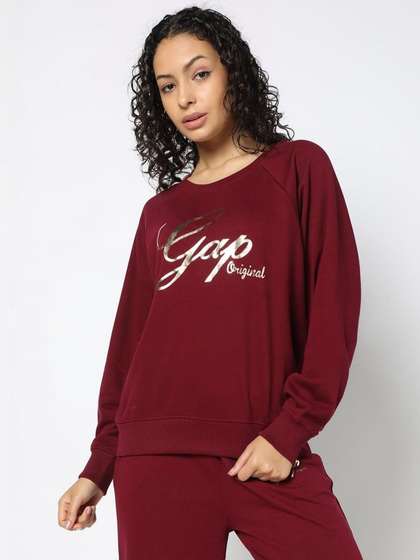 GAP Logo Printed
                        Relaxed-Fit Crew Neck Full Sleeves Sweatshirt