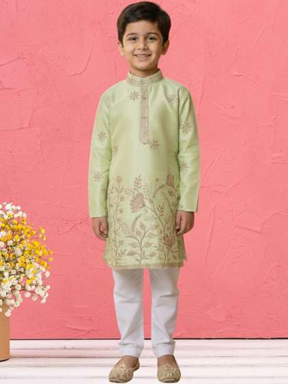 BAESD Boys Ethnic
                      Motifs Embroidered Regular Thread Work Kurta with
                      Pyjamas
