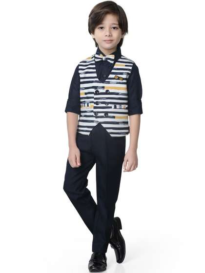 earth conscious
                    Double-Breasted Striped Three-Piece Suit