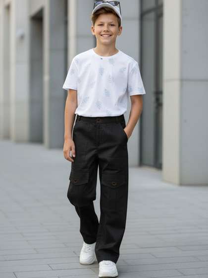 Cutiekins Boys Solid
                    Mid-Rise Regular-Fit Cargo Pants