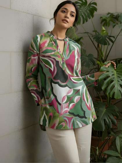 Anouk Mirage Printed
                        V-Neck Pure Cotton Kurti