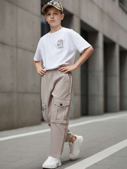 Cutiekins Boys Solid
                      Mid-Rise Regular-Fit Cargo Pants