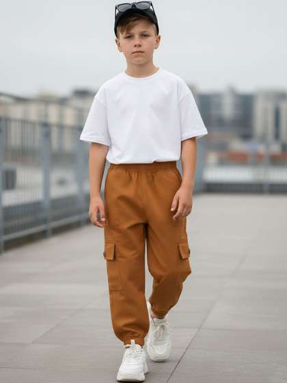 Cutiekins Boys Solid
                    Mid-Rise Regular-Fit Cargo Pants
