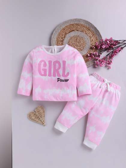 YK X Tinyo Girls
                        Printed T-shirt with Pyjamas
