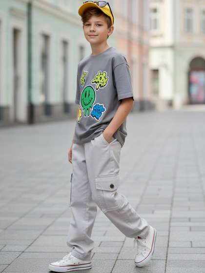 Cutiekins Boys Solid
                    Mid-Rise Regular-Fit Cargo Pants