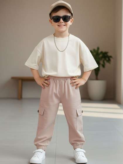 Cutiekins Boys Solid
                      Mid-Rise Regular-Fit Cargo Pants