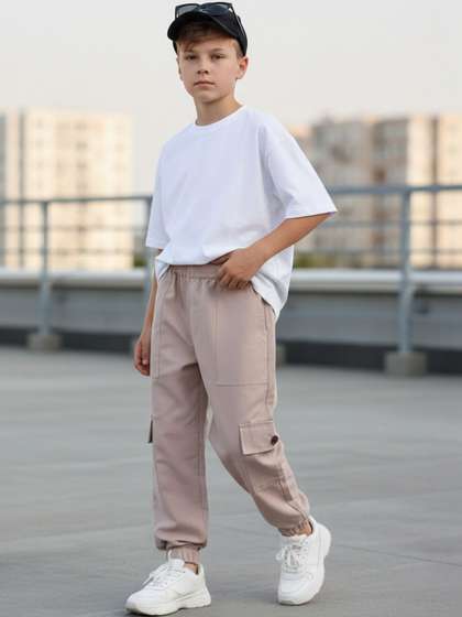 Cutiekins Boys Solid
                    Mid-Rise Regular-Fit Cargo Pants