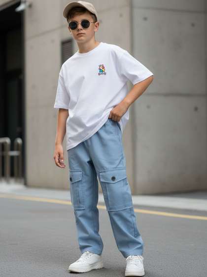 Cutiekins Boys Solid
                    Mid-Rise Regular-Fit Cargo Pants