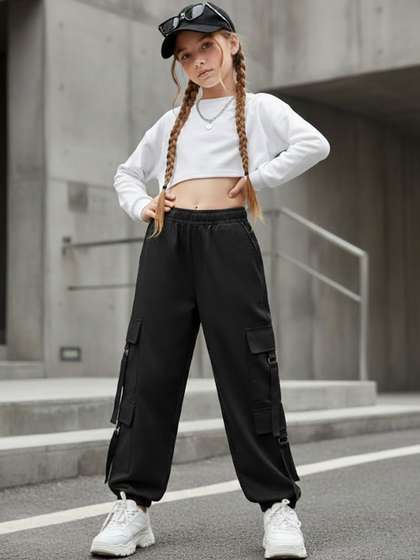 Cutiekins Girls Solid
                    Mid-Rise Regular-Fit Cargo Pants