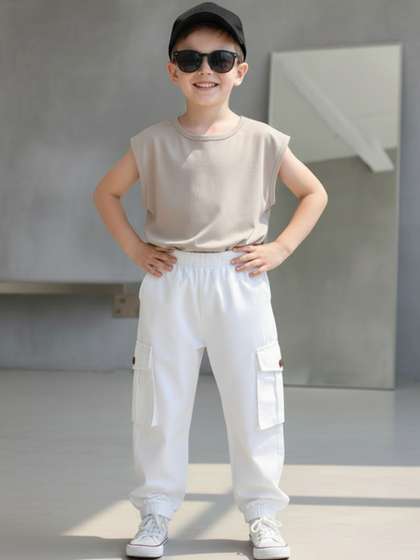 Cutiekins Boys Solid
                      Mid-Rise Regular-Fit Cargo Pants