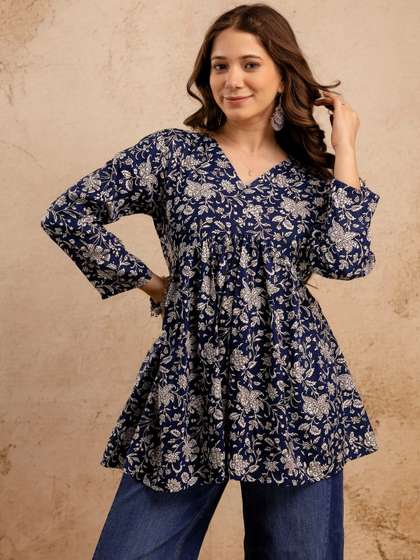 Zyla Floral Printed Short Kurti