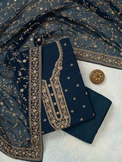 Koskii Women
                        Embroidered Silk Georgette Unstitched Dress
                        Material