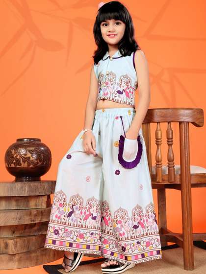 satyamfab Girls Printed
                    Top with Palazzos