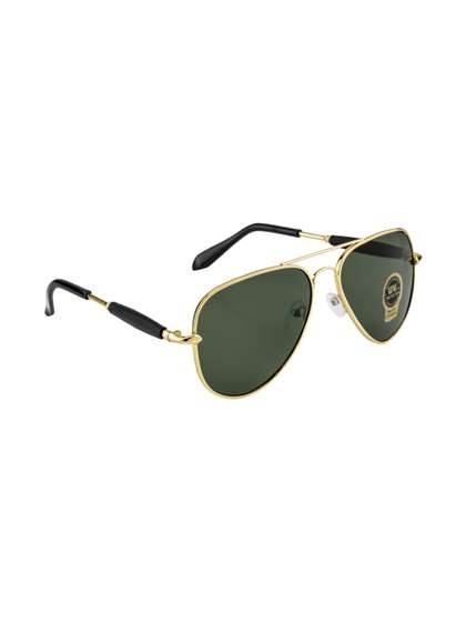 glitchez Unisex
                          Green Lens & Gold-Toned Aviator Sunglasses
                          with