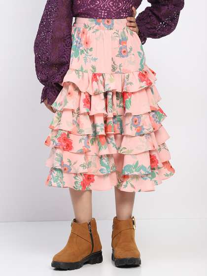 SPUNKIES Girls Printed
                    Above Knee Tiered Skirt
