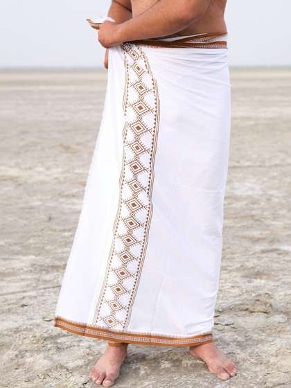 CRYSTAL HEAL Men
                        Printed Cotton Dhoti Dhotis
