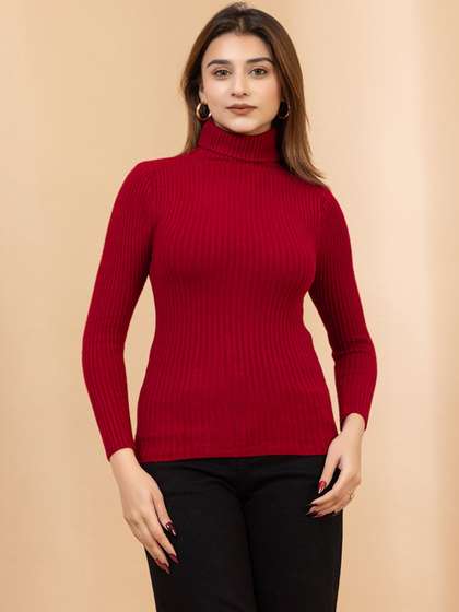 all about you
                          Women Ribbed Woollen Pullover
