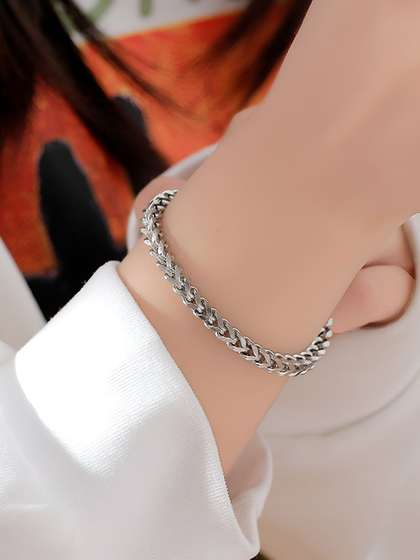 Peora Men Silver-Plated
                    Link Bracelet
