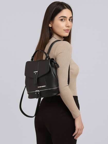 FLYING BERRY Women
                        Black Solid Backpack