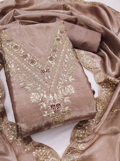 KALINI Embroidered
                          Organza Unstitched Dress Material