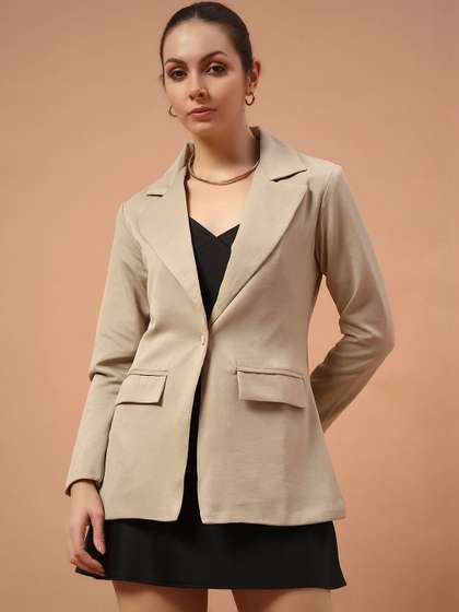 REBERRY Notched
                          Lapel Long Sleeves Single-Breasted Blazers