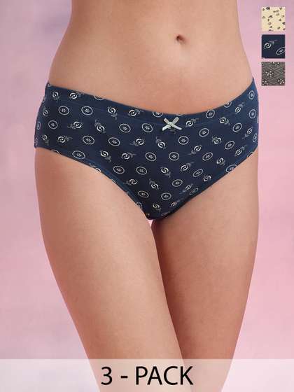 DressBerry Pack of 3
                        Women Pure Cotton Printed Cotton Hipster Briefs