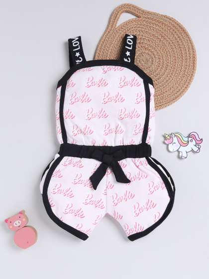 Moms Love Infant Girls
                      Barbie Printed Pure Cotton Basic Jumpsuit