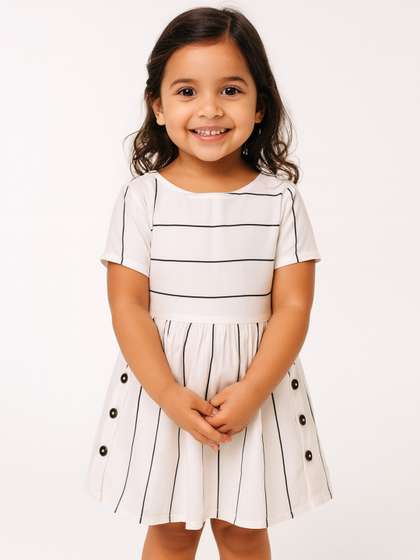 Cutoos Girls Striped Fit
                    & Flare Dress