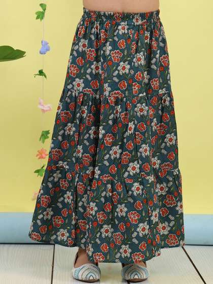 Sangria Printed Pure
                    Cotton Maxi Flared Skirts