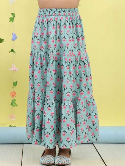 Sangria Printed Pure
                    Cotton Maxi Flared Skirts