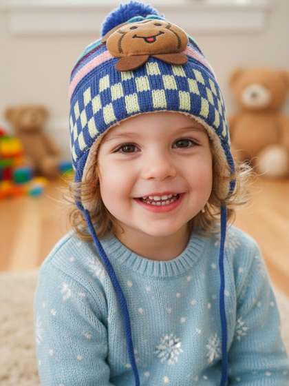 THE WEAVERS SHOP BY
                    RAAVI Unisex Kids Colourblocked Beanie