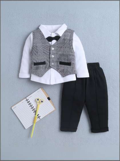 BUMZEE Boys Checked
                    Shirt with Trousers
