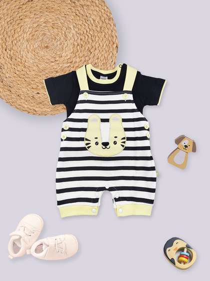 Moms Love Infant Boys
                    Pure Cotton Striped Rompers