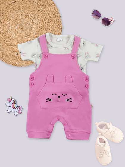 Moms Love Infant Girls
                    Printed Pure Cotton Romper