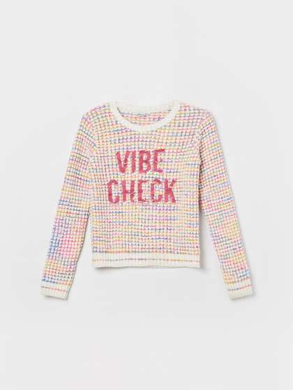 Fame Forever by
                    Lifestyle Girls Colourblocked Pullover with Applique
                    Detail