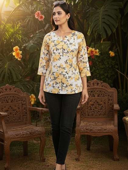 COTT10 Floral
                          Print Cotton Top