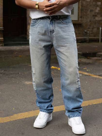 Powerlook Men
                        Relaxed Fit Mid-Rise Mildly Distressed Light
                        Fade Jeans