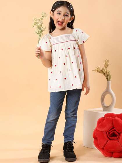 MASTARANG Girls Off
                    White Cotton Tops