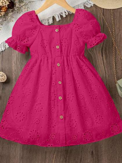 MENSBIT Puff Sleeve Fit
                    & Flare Dress