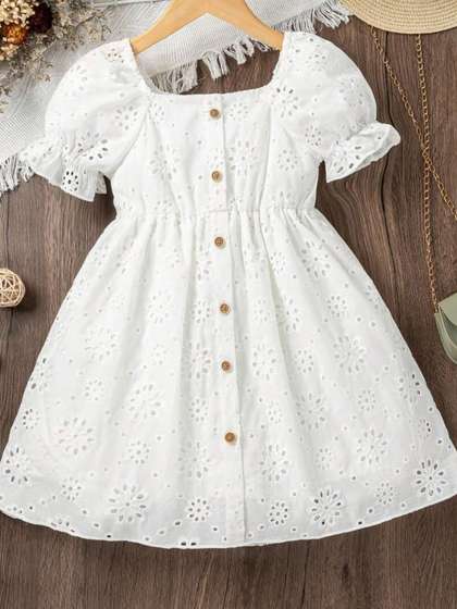 MENSBIT Puff Sleeve Fit
                    & Flare Dress