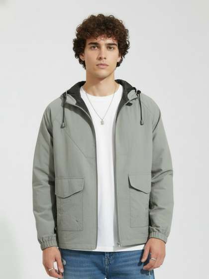 glitchez Hooded
                        Windcheater Relaxed Fit Tailored Jacket with
                        Toggled Hem