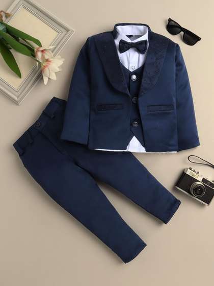 Sangria Boys Embellished
                    Shawl Collar 3 Piece Party Suit Set With Bow