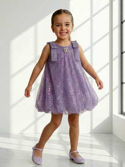 YK Girls Sequinned
                    Balloon Dress