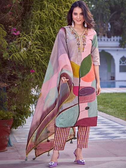 KALINI Printed
                        Organza Dupatta with Tassles