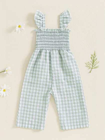 LULU & SKY Girls
                      Checked Basic Jumpsuit