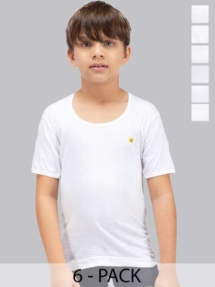 Amul Comfy Boy's Pack
                      of 6 Cotton White Plain Vest With Sleeve