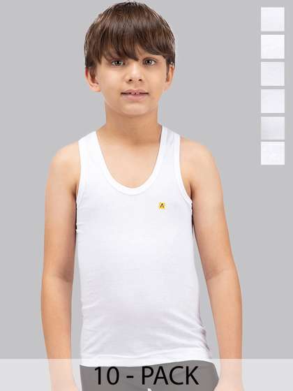 AMUL COMFY Pack of 10
                    Boys White Cotton Solid Innerwear Vests